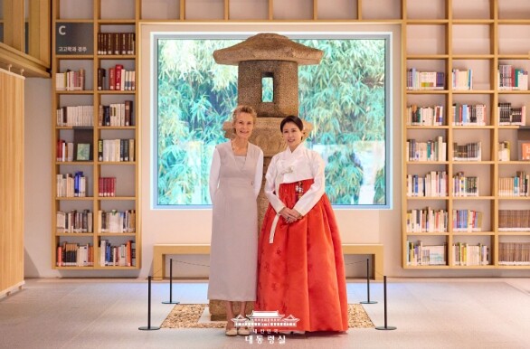 김혜경 여사, 캐나다 총리 부인 환담...