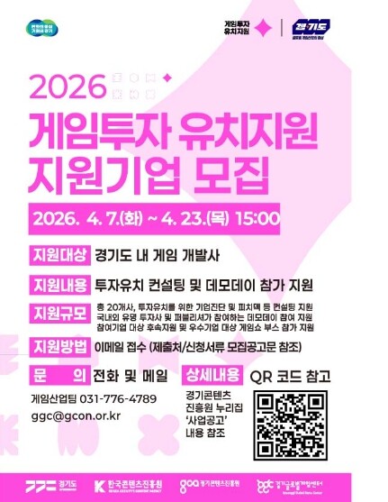 경기도, 게임기업 20곳 선정해 투자...