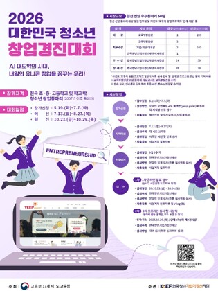 교육부, 인공지능(AI) 시대, 창업을 꿈꾸는 청소년을 위한 창업경진대회 개최
