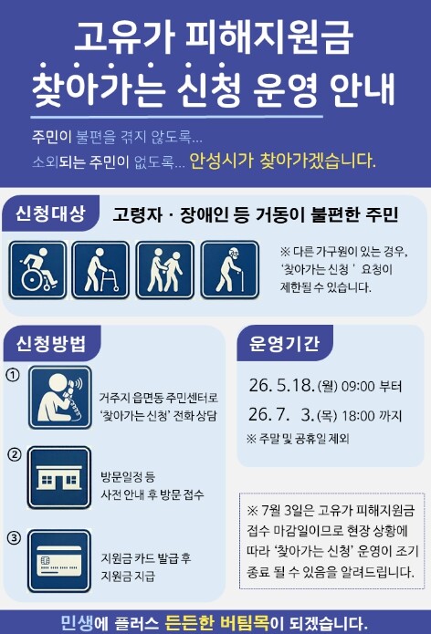 안성시, 고유가 피해지원금 7월 3일...